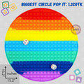 Giant Rainbow Pop-It Fidget Toy - 15.2 Inch Silicone Sensory Game with Dice