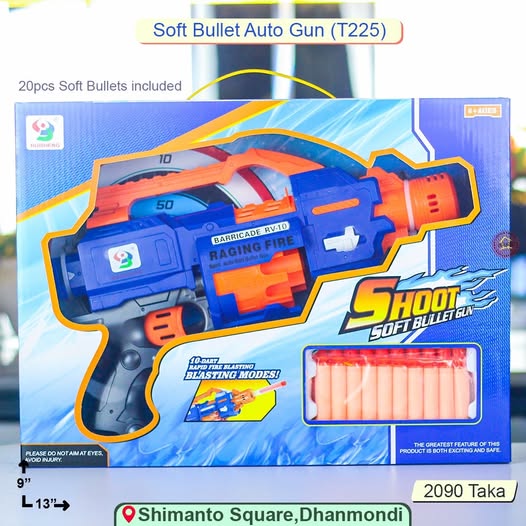 Soft Bullet Auto Gun (1225) – Foam Dart Blaster with 20 Bullets
