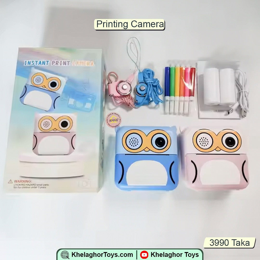 Khelaghor Toys Print Mini Camera – Instant Thermal Print, No Ink Needed