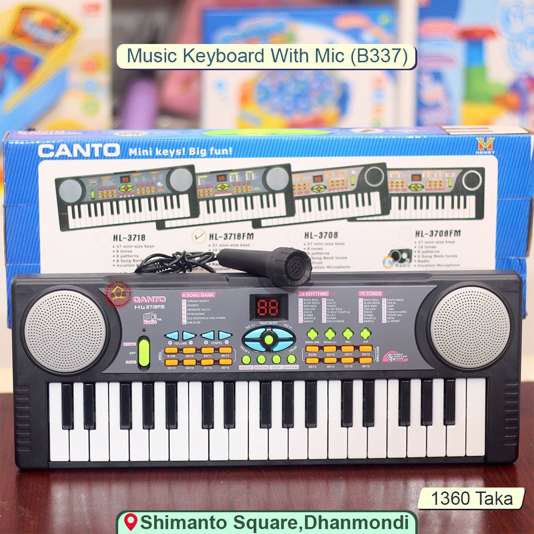 Canto 37-Key Electronic Keyboard Piano with Microphone – Beginner Kids Music Toy