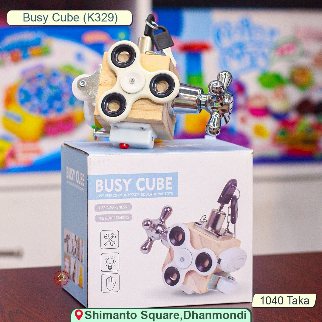 Montessori Busy Cube (K329) – 7-Activity Sensory Learning Toy for Toddlers (Ages 3+)