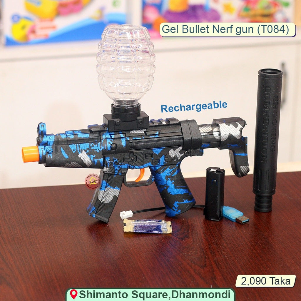 Electric Gel Ball Blaster Toy Gun – Rechargeable, Hopper Fed, Blue Camo Design