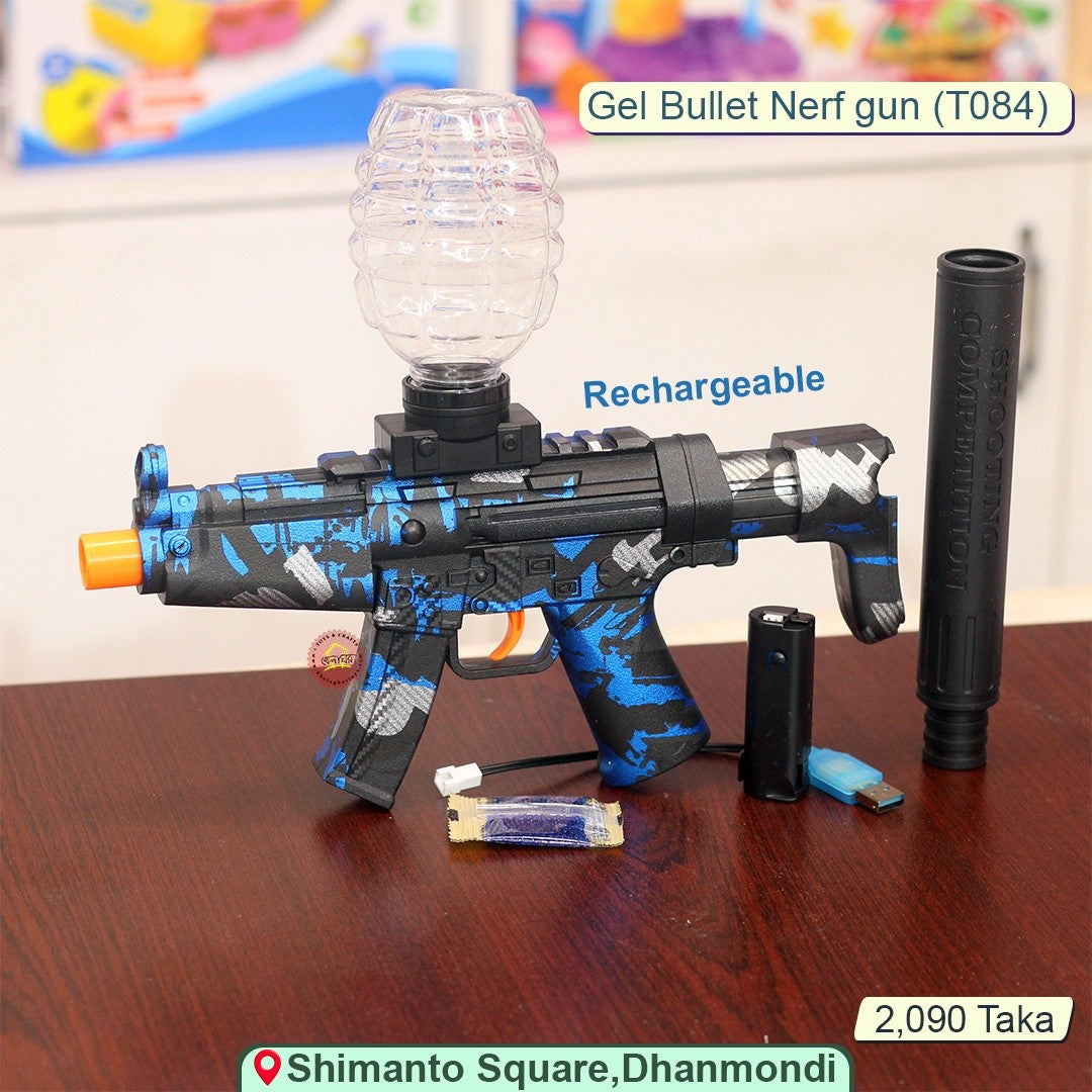 Electric Gel Ball Blaster Toy Gun – Rechargeable, Hopper Fed, Blue Camo Design