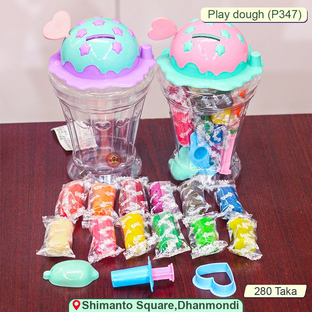Ice Cream Modeling Dough Kit – 12-Color Play Dough Set with Molds & Piggy Bank (Ages 3+)