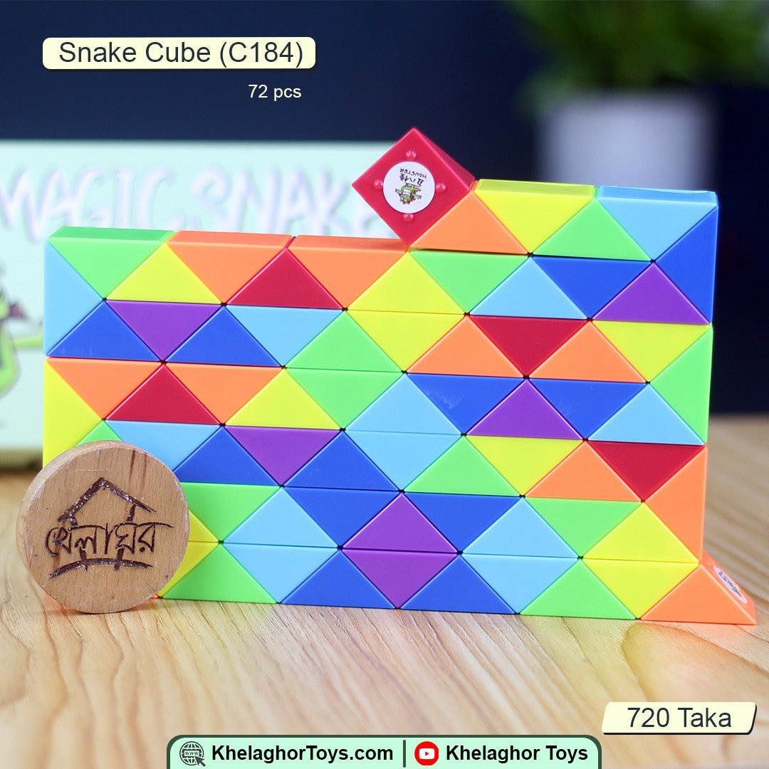 72-Segment Magic Snake Puzzle Cube | Multicolor Twistable Brain Teaser | Geometric Shape Toy