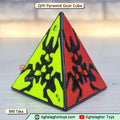 QiYi Gear Pyraminx | Interlocking Gear Twisty Puzzle | Black Body with Red & Green Tiles
