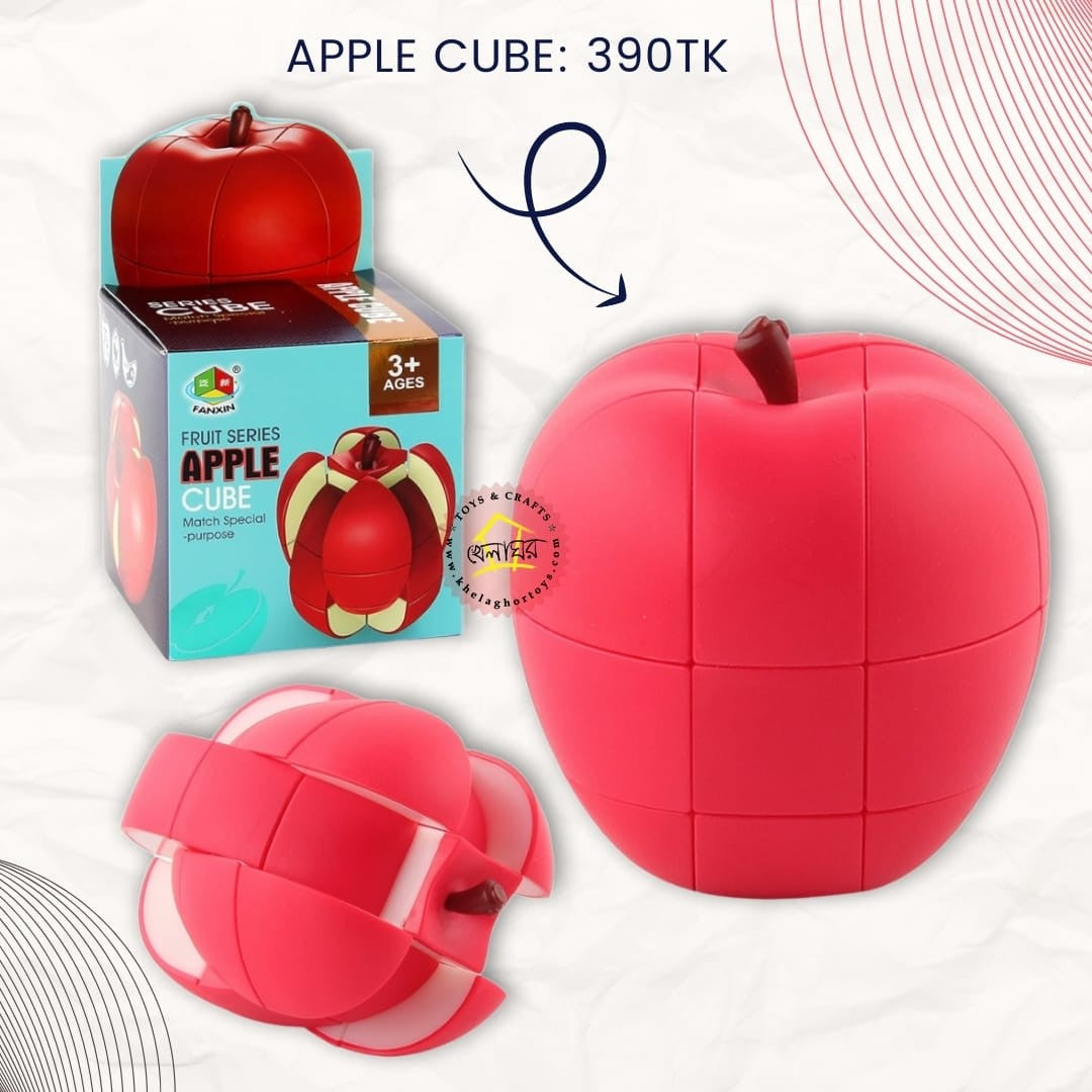 Fanxin Fruit Series Apple Cube | 3x3 Shape Mod Puzzle | Match Shapes, Not Colors
