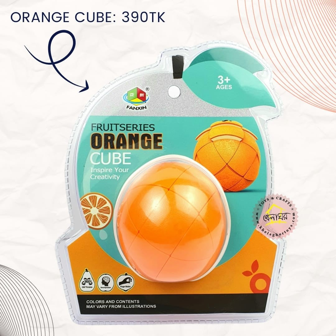 Fanxin Fruit Series Orange Cube | 3x3 Stickerless Shape Mod Twisty Puzzle | Ages 3+