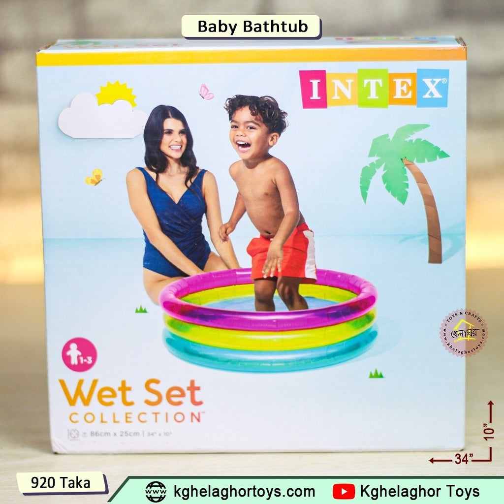 Intex Wet Set Baby Pool (57104NP) – 3-Ring Inflatable Pool, 34" x 10" for Toddlers
