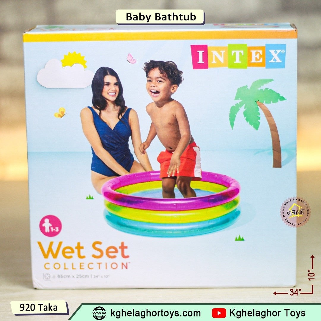 Intex Wet Set Baby Pool (57104NP) – 3-Ring Inflatable Pool, 34" x 10" for Toddlers