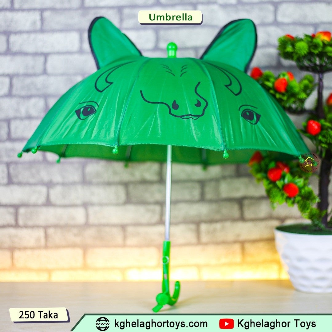 Khelaghor Kids' Cat Ear Umbrella – Cute Cartoon Face Design for Boys & Girls
