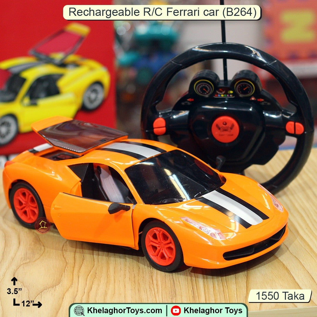 Rechargeable R/C Ferrari-Style Car with Electric Doors – Steering Wheel Remote Control