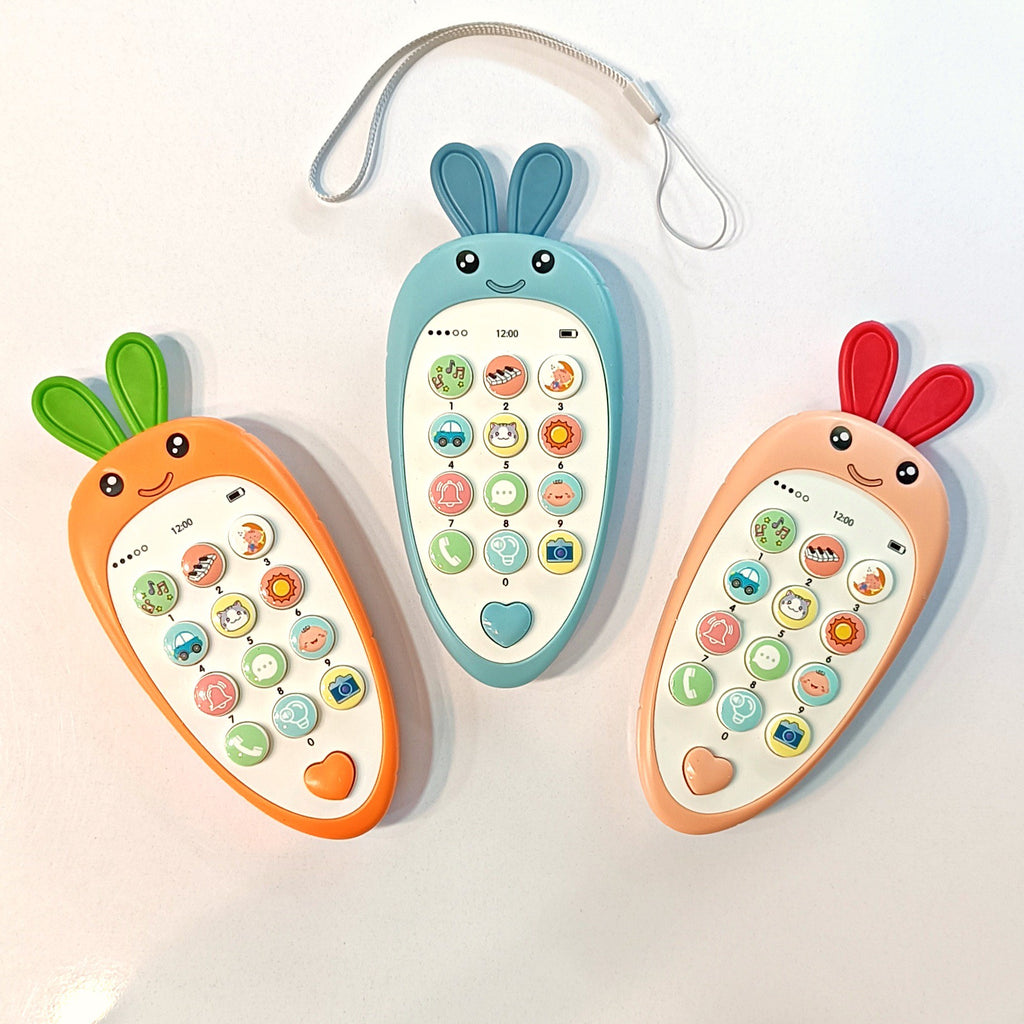 Carrot Musical Mobile Phone Toy for Babies – Lights, Sounds & Silicone Teether