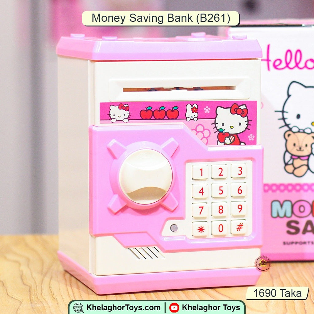 Hello Kitty Electronic Mini Safe Piggy Bank – Password, Auto Bill Feeder & Music (8")