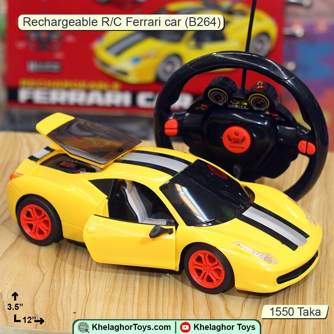 Rechargeable R/C Ferrari-Style Car with Electric Doors – Steering Wheel Remote Control