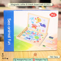 Sea Animal Fun 2-in-1 Magnetic Whiteboard & Chalkboard Set | Wooden Puzzle Pieces, Chalk & Marker