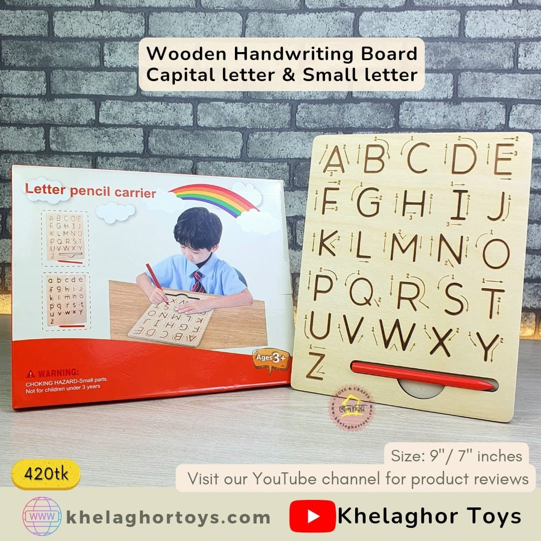Wooden Letter Tracing Board – Double-Sided Capital & Small Letters (Ages 3+)