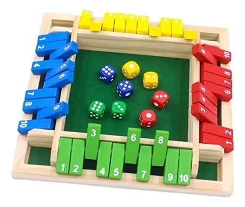 Wooden Shut the Box – 4 Player Dice Game (W336)