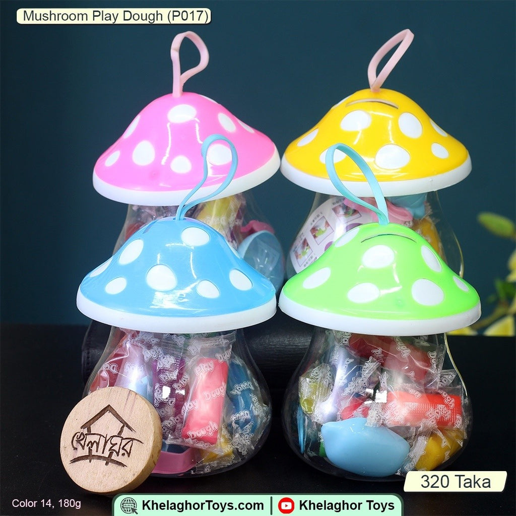 Mushroom Jar Play Dough & Piggy Bank Set – 2-in-1 Creative Toy in Assorted Colors