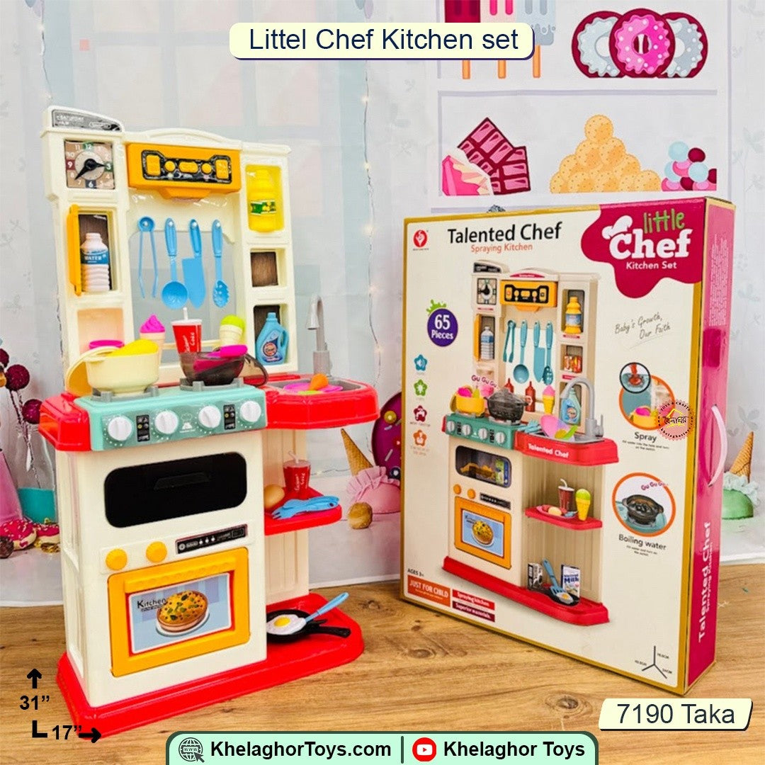 Talented Chef 65-Piece Kitchen Playset | Lights, Sound & Boiling Water Spray Effect