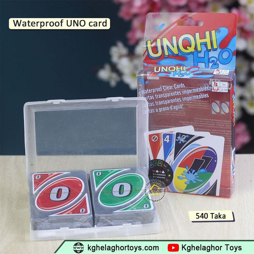 Unqhi H2O Waterproof Clear Card Game – 108 Transparent UNO-Style Cards with Case