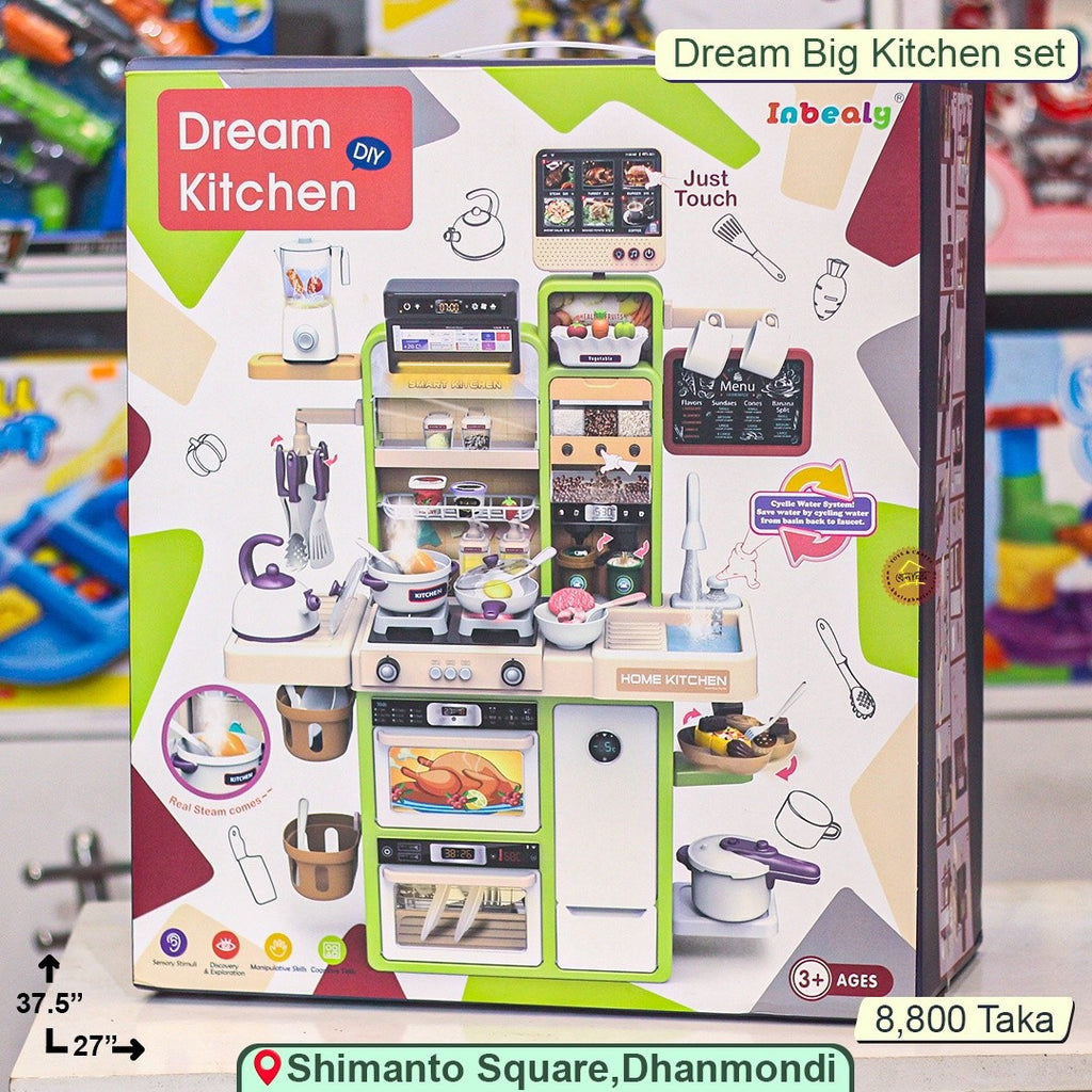 Inbealy Dream Kitchen DIY Playset | Water System, Steam Effects, Lights & Sound | Ages 3+