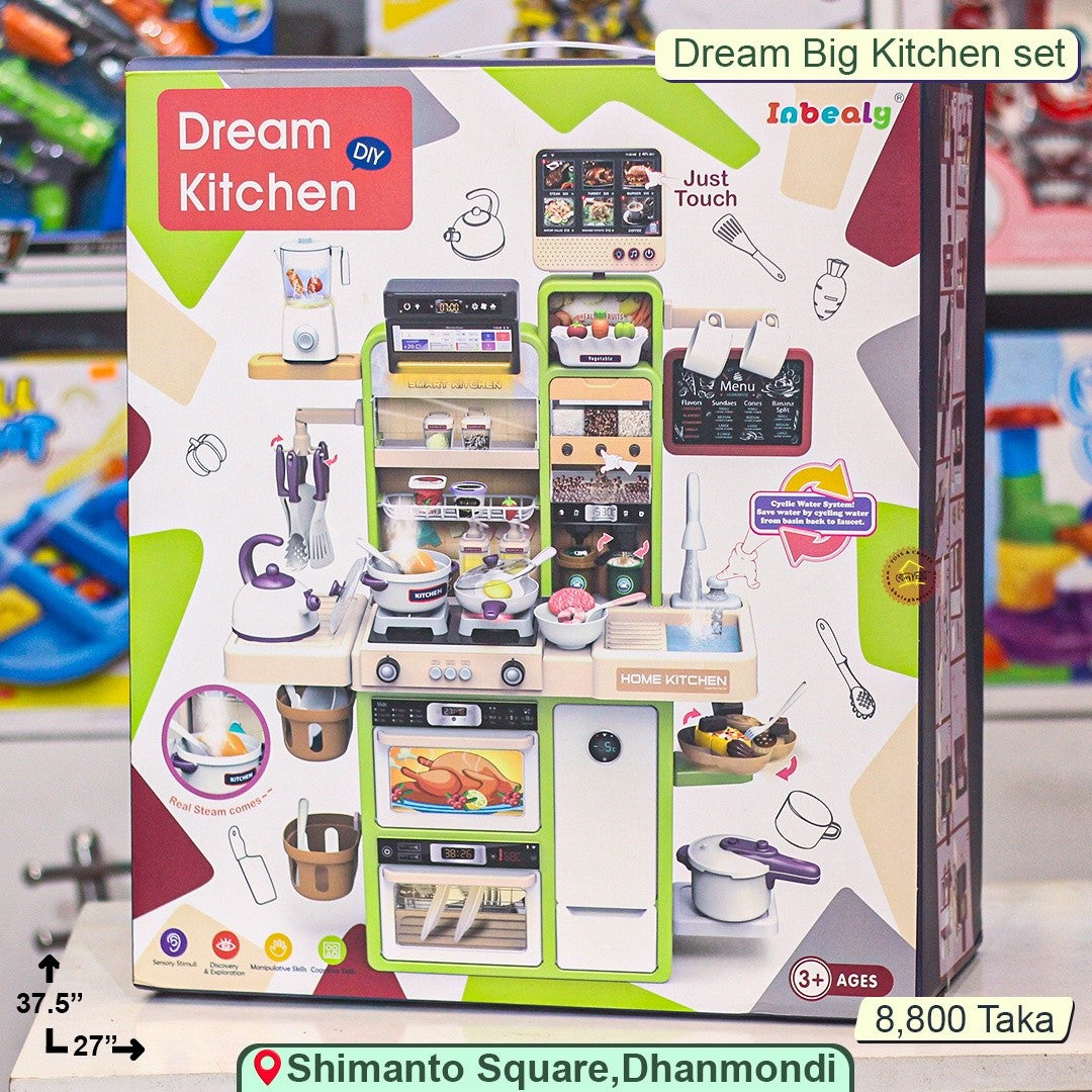 Inbealy Dream Kitchen DIY Playset | Water System, Steam Effects, Lights & Sound | Ages 3+