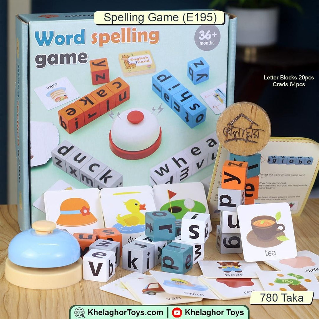 Word Spelling Game – Educational Letter Block & Picture Card Set for Kids (E195)