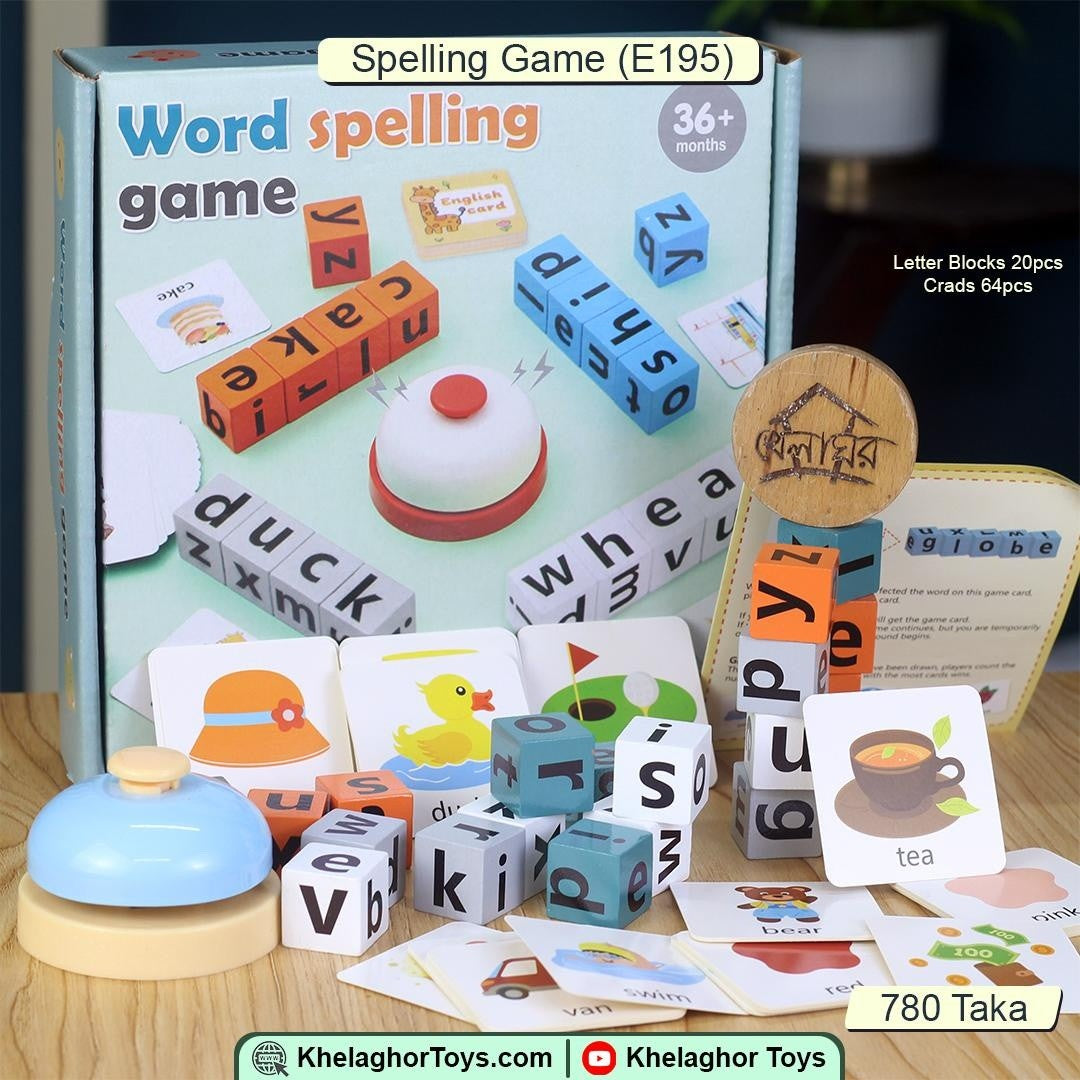 Word Spelling Game – Educational Letter Block & Picture Card Set for Kids (E195)