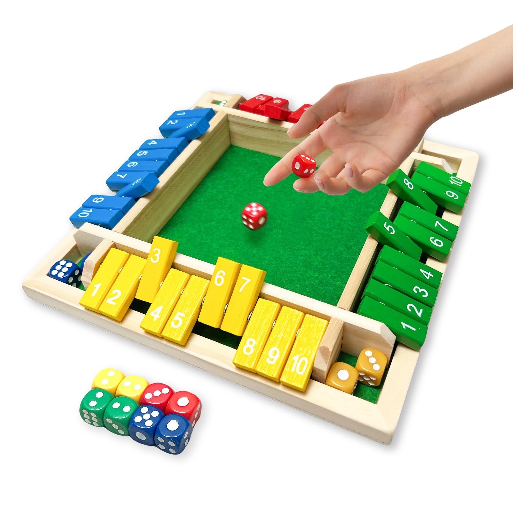 Wooden Shut the Box – 4 Player Dice Game (W336)