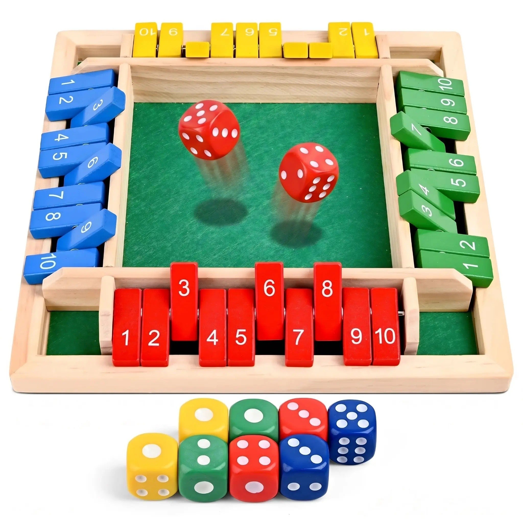 Wooden Shut the Box – 4 Player Dice Game (W336)