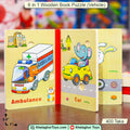 Khelaghor Toys 6-in-1 Wooden Book Puzzle – Montessori Vehicle & Transport Theme