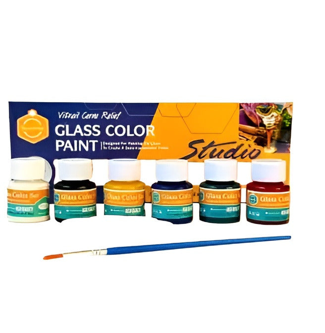 Keep Smiling Glass Color Paint Set - 6 Colors Non-Toxic | Khelaghor Toys