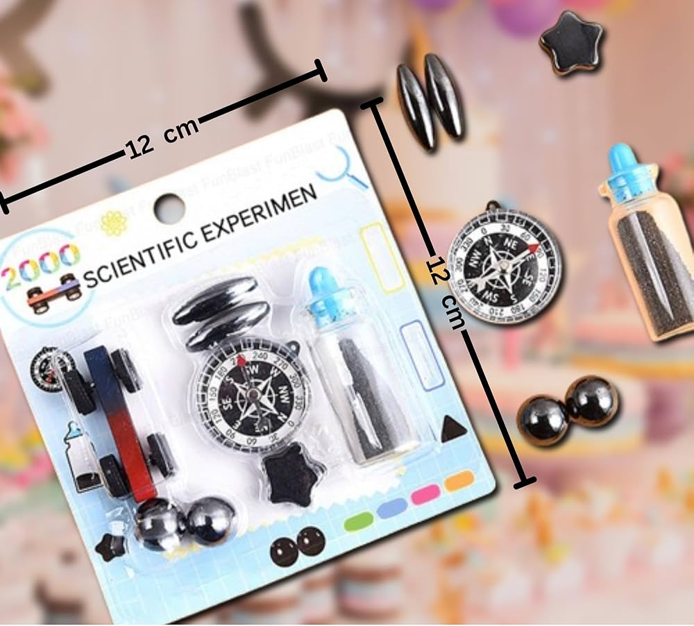 6-Piece Scientific Magnet Experiment Set for Kids – Compass, Magnetic Car & Field Powder