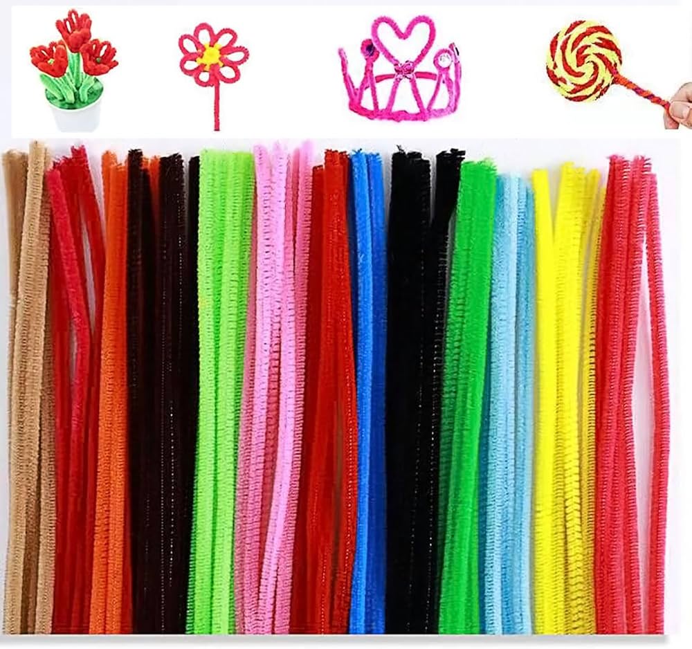KEKEMI Multicolored Craft Pipe Cleaners - 50 Pack Chenille Stems for Kids DIY Art Projects