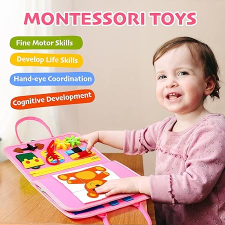Hooku Montessori Activity Board - Educational Sensory Toy for Ages 1-3