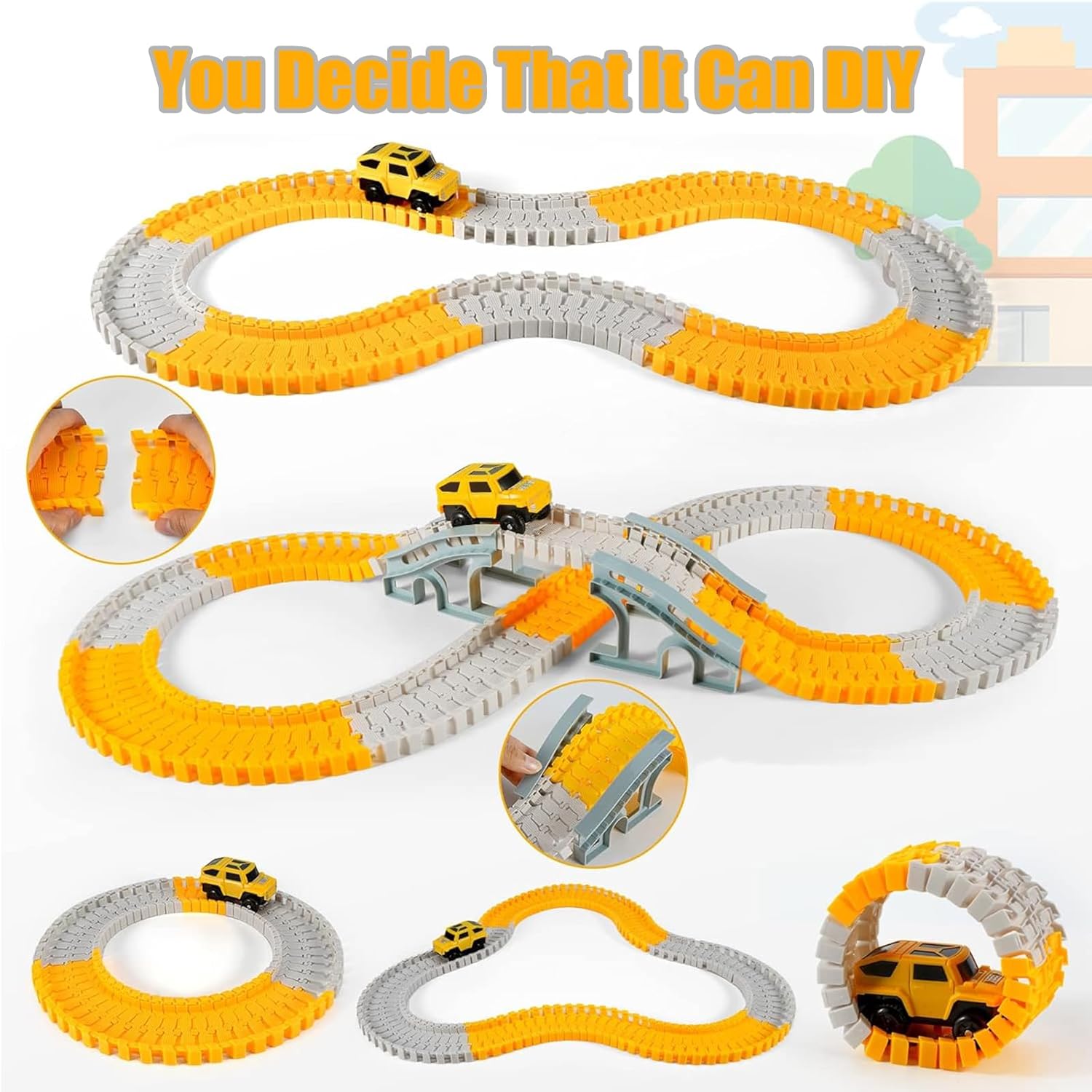 Construction Flexible Race Track Set – 234-Piece Building Track Toy