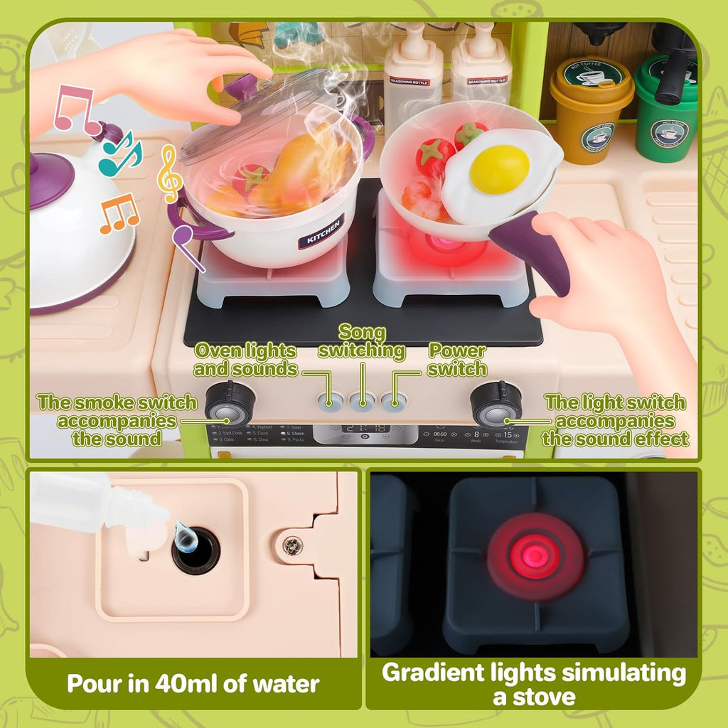 Inbealy Dream Kitchen DIY Playset | Water System, Steam Effects, Lights & Sound | Ages 3+