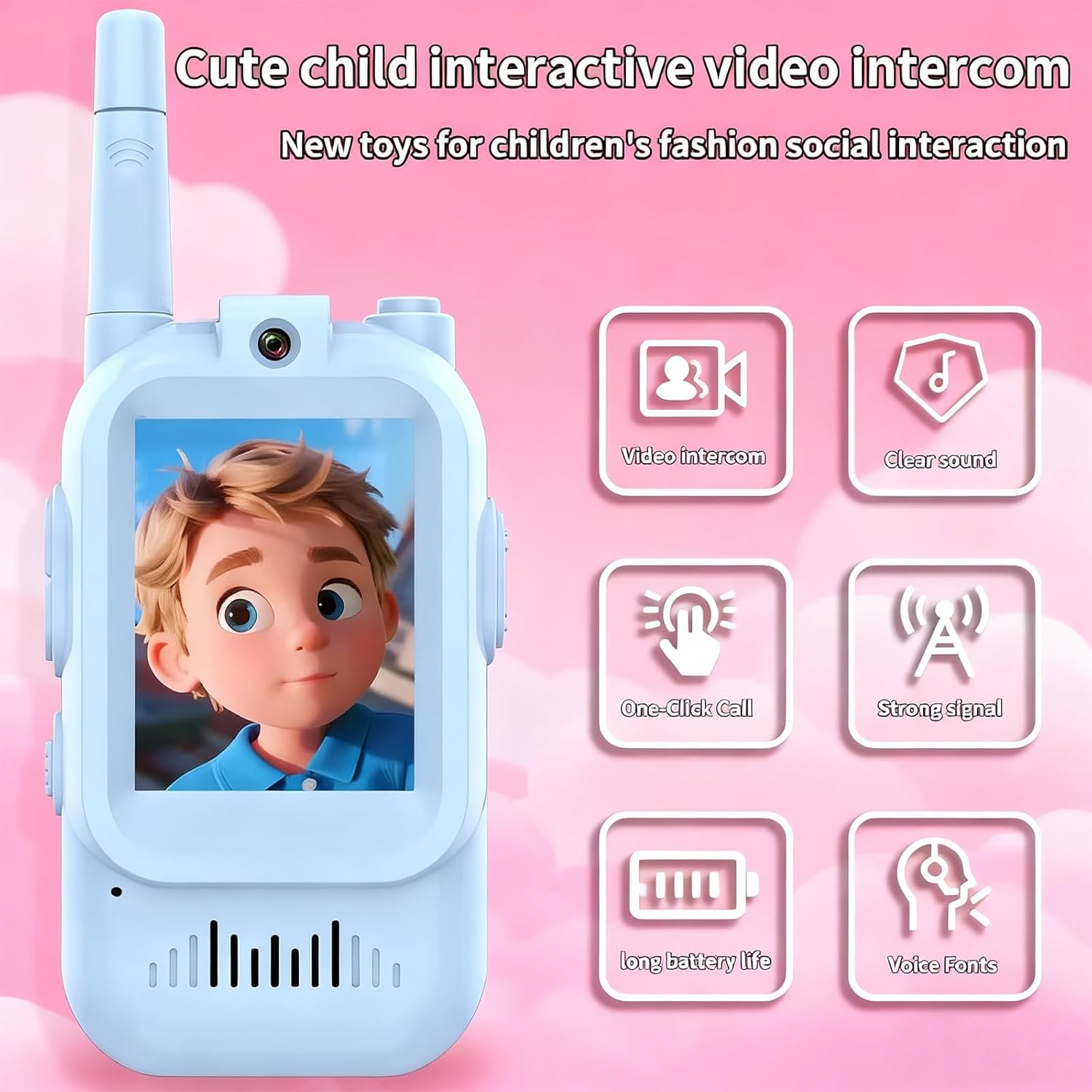 HD Video Walkie Talkies for Kids – Rechargeable Two-Way Radio with Camera & Voice Effects
