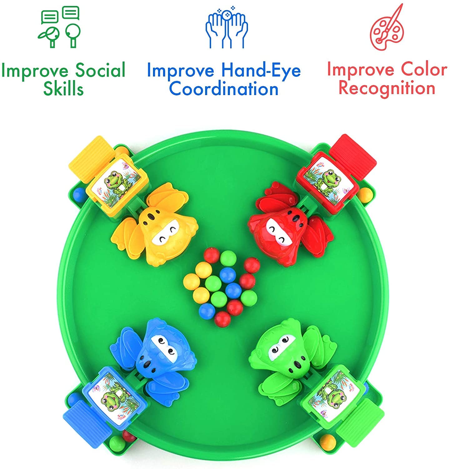 Hungry Frogs Family Board Game – 4-Player Bean Grabbing Fun for Kids