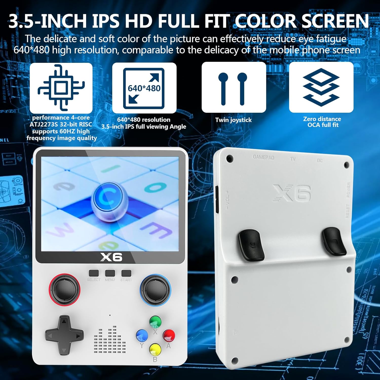 X6 Handheld Retro Game Console – 3.5" Screen, 32GB, 11 Emulators, 2000mAh Battery