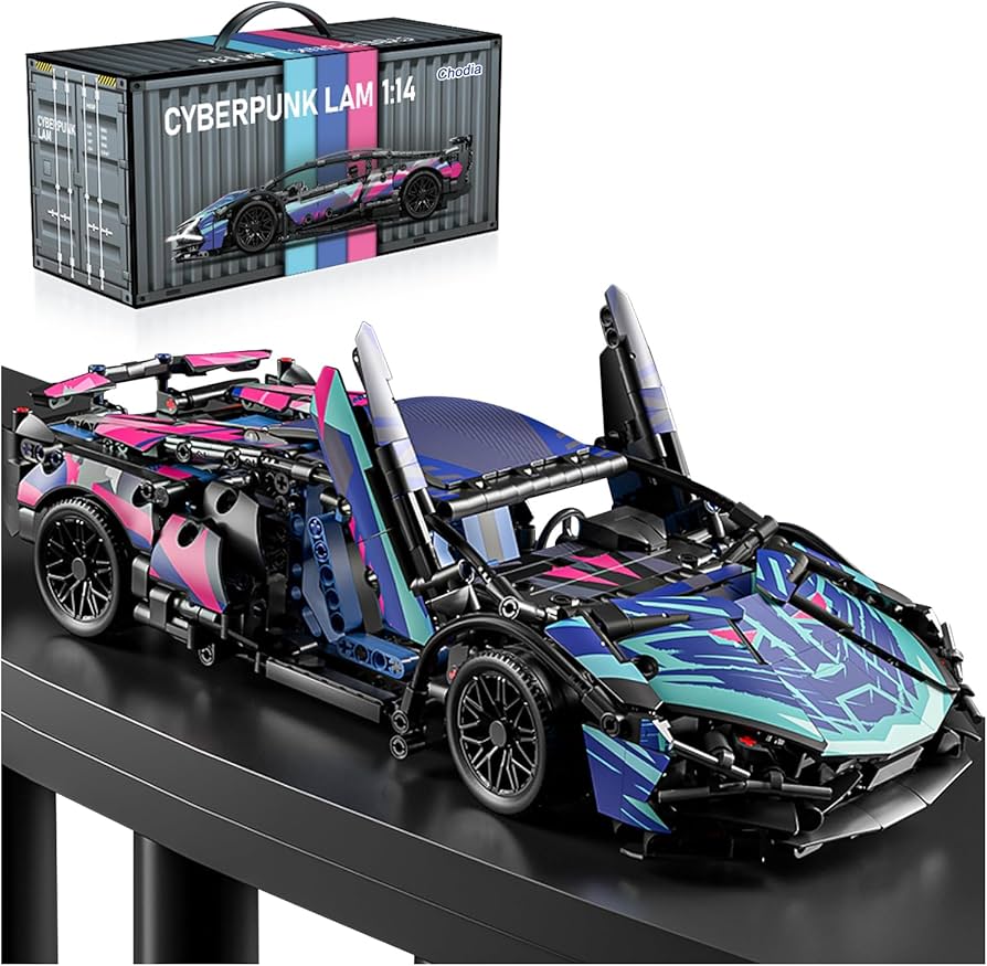 Merkloos Lamborghini Cyberpunk 1314+ Building Blocks | LED Light-Up Car Model