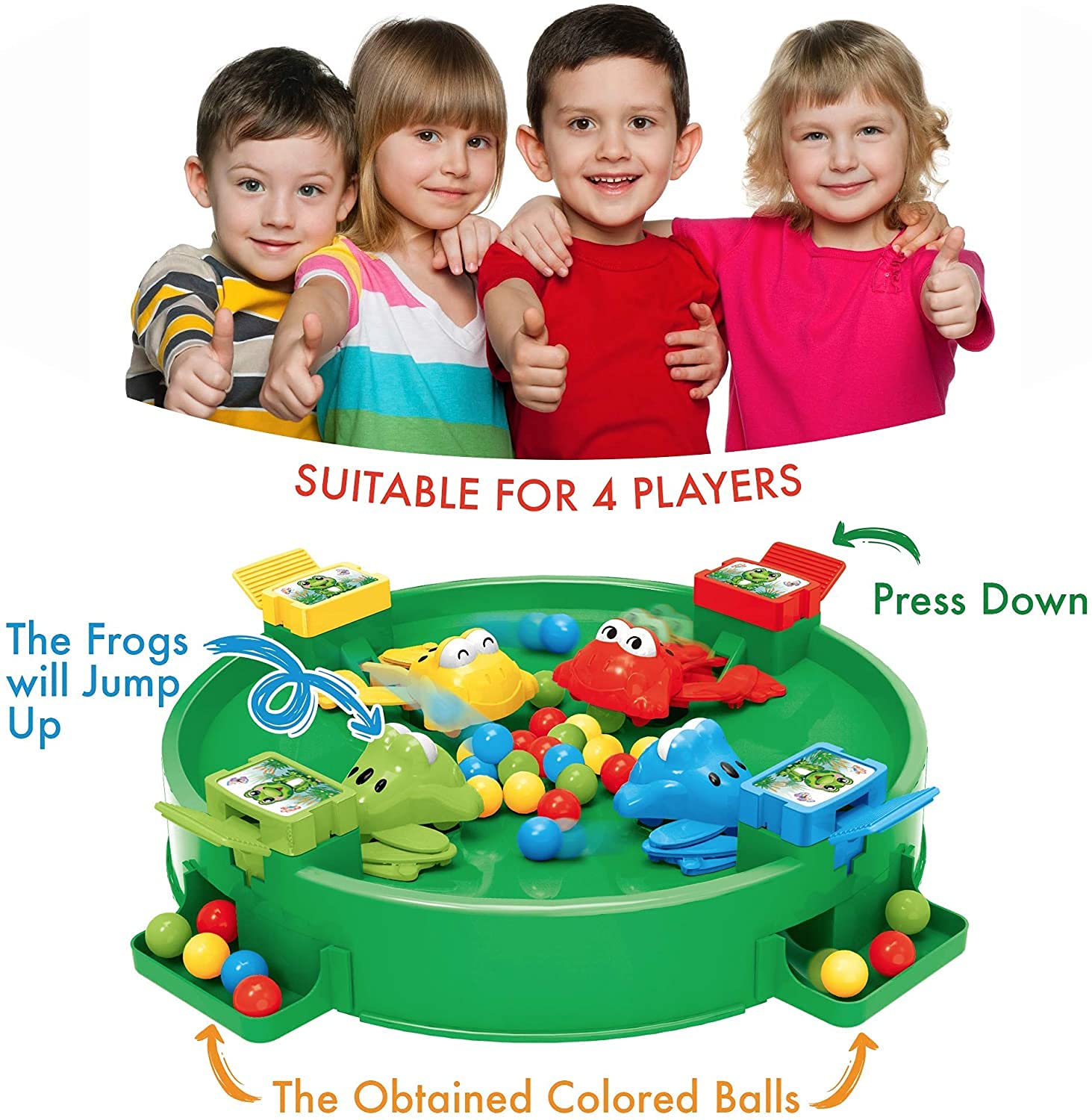 Hungry Frogs Family Board Game – 4-Player Bean Grabbing Fun for Kids
