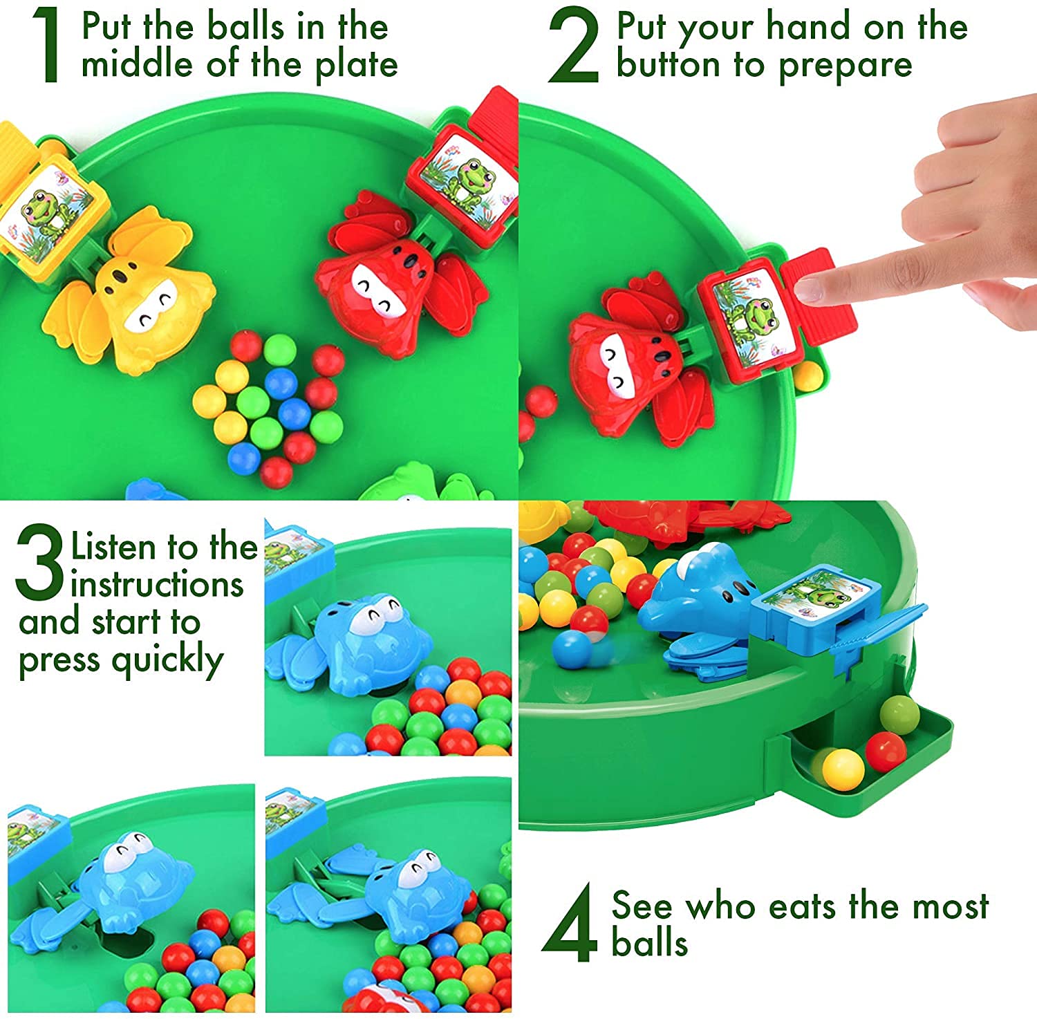 Hungry Frogs Family Board Game – 4-Player Bean Grabbing Fun for Kids