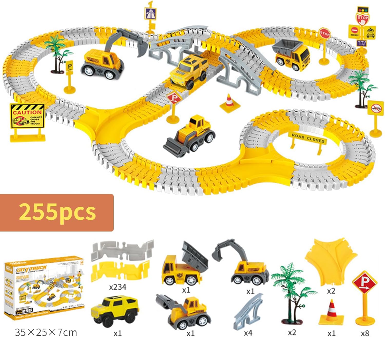 Construction Flexible Race Track Set – 234-Piece Building Track Toy