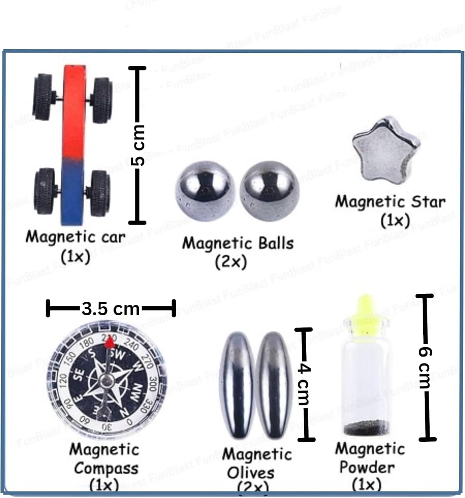6-Piece Scientific Magnet Experiment Set for Kids – Compass, Magnetic Car & Field Powder