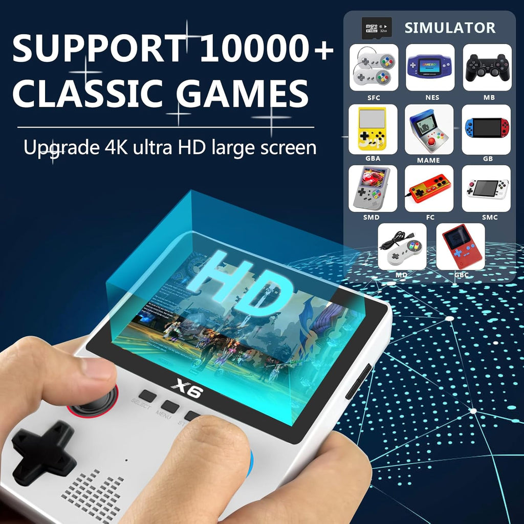 X6 Handheld Retro Game Console – 3.5" Screen, 32GB, 11 Emulators, 2000mAh Battery