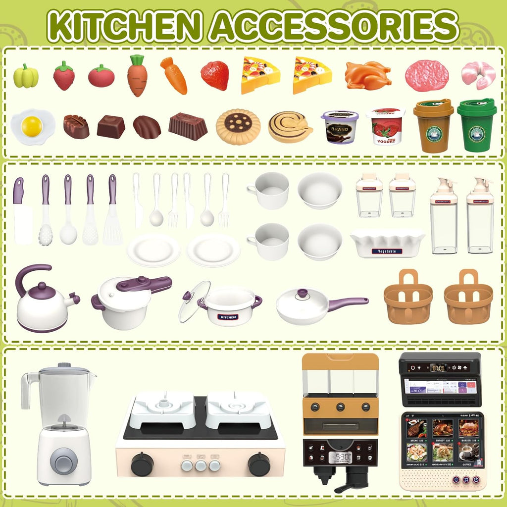Inbealy Dream Kitchen DIY Playset | Water System, Steam Effects, Lights & Sound | Ages 3+