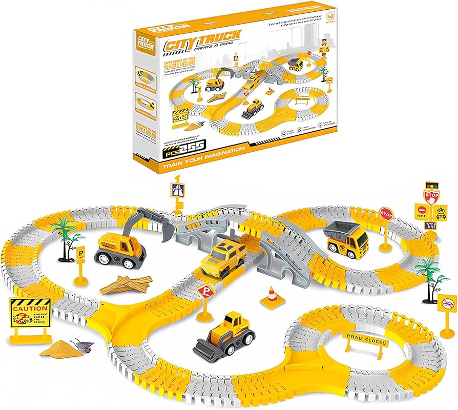 Construction Flexible Race Track Set – 234-Piece Building Track Toy