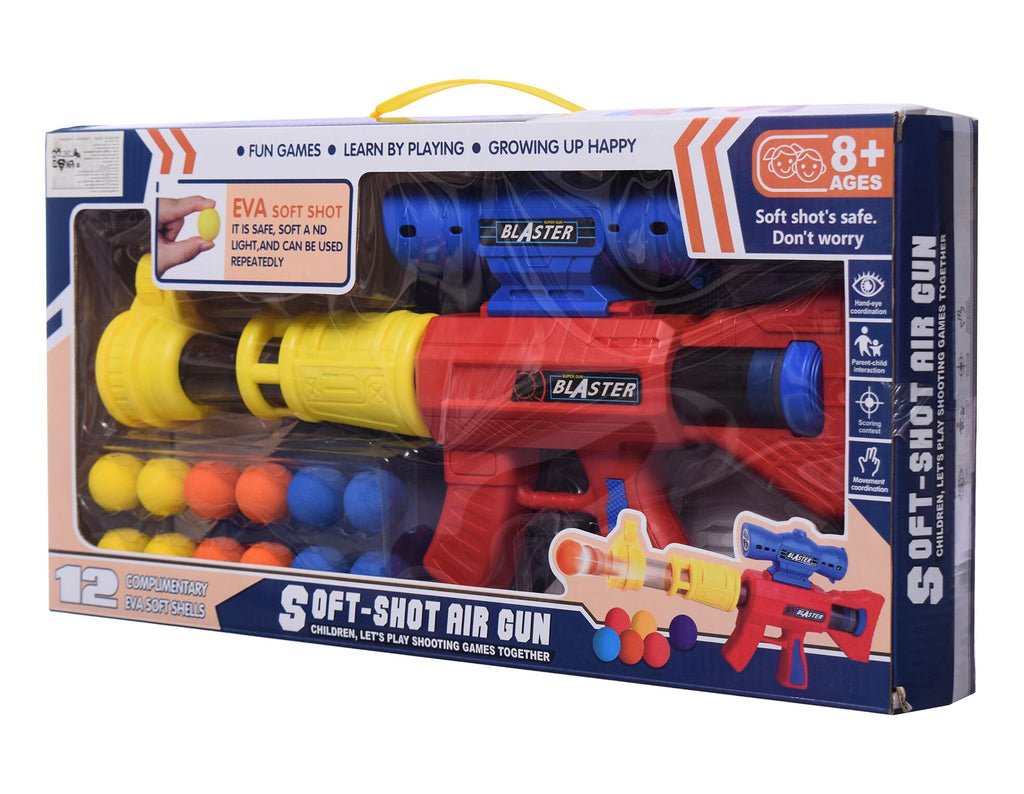 Soft Air Gun Foam Ball Blaster (T105) – Pump-Action Toy with Scope & 12 EVA Balls